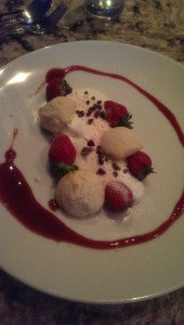 strawberries and cream and sugar cookies